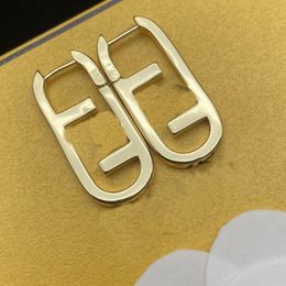 new fashion brand earring color Hoop diamond double F letter brass material personality Earrings women wedding party designer jewe229h