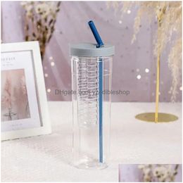 Water Bottles Portable Cups Folding Large Girl Capacity Transparent For Juice Philtre St Bottle Cute Drinking Drop Delivery Home Gard Dhohv