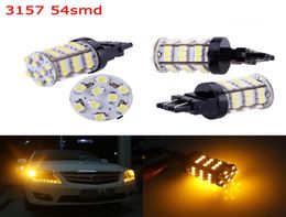 4pcs 3156 3157 Amber Xenon White Reverse Lights Tail 54SMD LED Car Light Bulb8383887