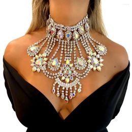 Chains Exaggerate Tassel Necklace For Women Luxury Y2k Girls Dress Accessories Rhinestone Elegant Jewellery Charms Bridal Gift