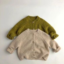 Jackets Autumn Children Long Sleeve Knitted Sweater Coat Baby Girl Casual Knitwear Tops Boy Solid Thick Cardigan Jacket Kids Clothes