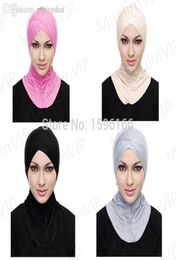 WholeMuslim Cotton Full Cover Inner Hijab Caps Islamic Underscarf Islamic Hats Colors6219281