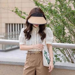 Berets Summer Outdoor Wide Brim Lady Girl Sunscreen Caps Beach Travel Anti-UV Women Sun Visor Cap Adjustable Top Empty Straw Hat