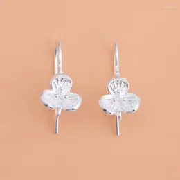 Stud Earrings 925 Sterling Silver Closed Finished Vintage Three-leaf Flower Ear Hooks Handmade DIY Material Jewellery Accessories