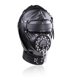 Black Soft Leather Head Bondage Fully Enclosed Fun Headgear Masks Sex Games Slave Head Hood BDSM Sex Toys2451549