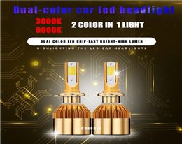 Super Bright dual color Car H4 H7 H11 LED Headlight Kit 880 9005 9006 1860 Chips Replacement 3000K 6000K H1 H3 9012 LED Bulbs9461476