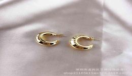 simple 18 new n fashion brass plating 24 K gold round Mini Earrings8251536