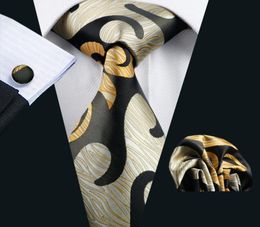 Abstract Yellow Mens Tie Pocket Square Cufflinks Set 85cm Width Meeting Business Casual Party Necktie Jacquard Woven N11825630772