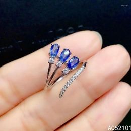 Cluster Rings KJJEAXCMY Fine Jewellery S925 Sterling Silver Inlaid Natural Sapphire Girl Exquisite Gemstone Ring Support Test Chinese Style