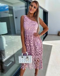 Casual Dresses Shirt Dress Women 2024 Spring Guipure Lace Patch With Cami Pink Off Shoulder Hollow Out Loose Y2k Party Holiday Vestido