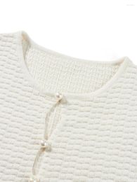 Women's T Shirts Women T-shirt Short Sleeve Crew Neck Hollowed Button Closure Knit Crop Top Summer Tops