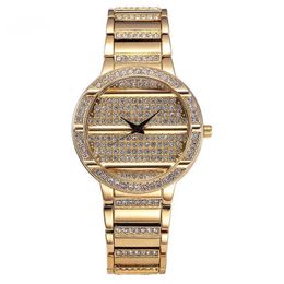 Creative European business quartz watch movement alloy diamond inlaid double press steel buckle fashion quartz watch