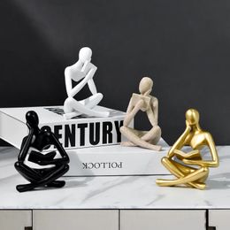 Vilead Resin Reading Women Figurines Thinker Statue Bookshelf Desk Office Decoration Modern Abstract Sculpture Home Aesthetics 240123