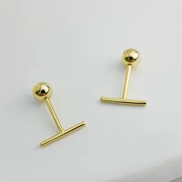 Stud Earrings Cute Mini Small Cubic Column Bar Gold Colour 925 Sterling Silver Screw Back For Women Kids Girls Piercing Jewellery