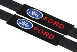 2pcsset Universal Cotton Seat belt Shoulder Pads covers emblems for Ford focus 2 3 fiesta kuga mondeo Badges auto accessories Car7546013