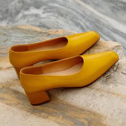 Dress Shoes Women's Pumps Elegant Pointed Toe Mary Jane Fashion Spring Genuine Leather Cowhide Slip On Low Heels Ladies