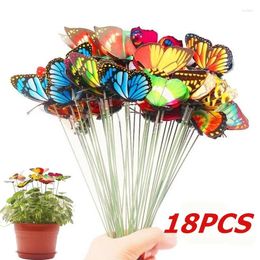Garden Decorations Set Of 18 Pcs Artificial Butterfly Yard Planter Colorful Whimsical Stakes Decoracion Outdoor Decor