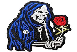 Sewing Notions Rose With Skull Reaper Embroidery Iron On Patches For Clothing Jackets Shirts Custom Patch4067346