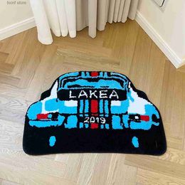 Carpet Lakea Blue Car Tufted Rug Bedroom Bedside Carpet Home Decoration Area Rug Fashion Style Cartoon Car Kitchen Bath Mat Ultra Soft T240219