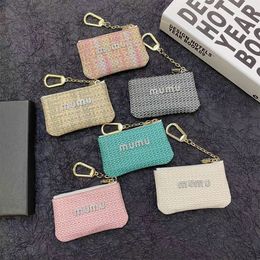 Keychains Lanyards miumius miu Designer Keychain Brand Key Bag Light Luxury Weaving Texture Zero Wallet Zipper Card Bag Storage Universal keychain wallet