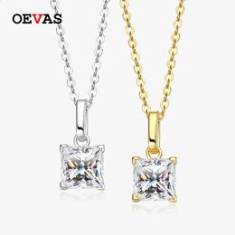 OEVAS 100% 925 Sterling Silver 6*6mm 1.2CT Diamond Pendant Necklace Sparkling Wedding Party Fine Jewelry Xmas Gifts 240118