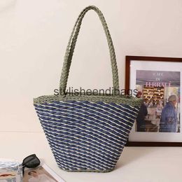 Shoulder Bags 2023 New Women Handmade Shoulder Bags Strpied Handbags Totes Casual Women Holiday Beach Bags Drop ShippingH24219