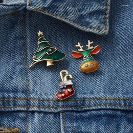 Brooches Enamel Pins Santa Claus Bell Elk Snowflake Xmas Tree Brooch Kids Year Pin 3pcs/set Christmas Gift For Women Men