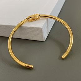 2024 Luxury quality opened bangle with oval shape special design in 18k gold plated have stamp PS3947A