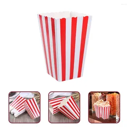Gift Wrap 10Pcs Popcorn Boxes Red White Striped Pattern Bags Paper Holders Movie Night Classic Cup Storage Container Tubs
