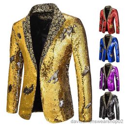 Men's Suits Blazers Men Blazer Shiny Sequin Shawl Collar suit Men Wedding Groom Singer Prom Glitter Suit Jacket DJ Club Stage Men suit