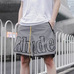 RHUDE New Men's Shorts Breathable Beach Shorts basketball street Women Casual Mesh Track Oversize Shorts Waist Drawstring Rhude shorts Pants US Size S-XL