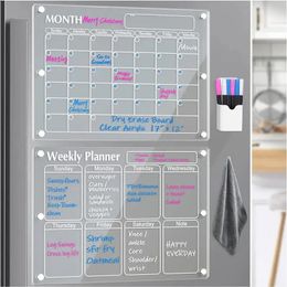 Transparent acrylic magnetic calendar acrylic scheduling board to-do list for freeze-drying eraser plate refrigerant 240219