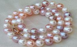 Fine Pearls Jewelry 78mm natural White Pink Purple MultiColor PEARL NECKLACE 18quot9055926