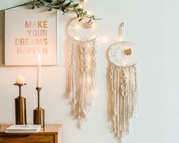 Ins Bohemian Moon Dreamcatcher Macrame Cotton Woven Wall Hanging Tapestry Pendant for Living Bedroom Room home decoration CX2006301503824