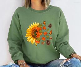 Women's Hoodies Sunflower Autumn Leaves Sweatshirt Pullovers Shine Sweats Women Fashion Cotton Casual Vintage Top