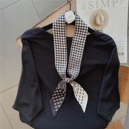 Scarves 2024 Design Feather Real Silk Scarf Natural Mulberry Women Foulard Hair Bag Neckerchief Female Bow Ties Szal