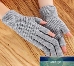 Unisex Cashmere Halffinger Cycling Mittens Women Winter Warm Thick Knit Wool Fingerless Writing Touch Screen Driving Gloves H68 F4313841