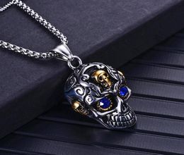 Stainless steel silver skull pendant Necklace Men Punk motorcycle Necklaces Pendants Gold Hiphop mask Jewelry27146614468