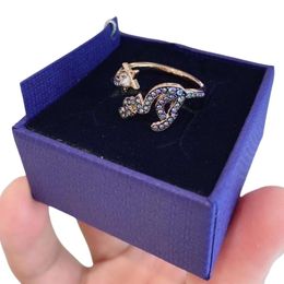 Swarovskis Rings Designer Women Original Quality Band Rings Crystal Cute Moonlit Night Cat Man Green Diamond Ring With Hollow Cat