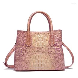 Evening Bags Luxury Genuine Leather Women's Handbag Fashion Crocodile Pattern Crossbody Bag Girls' Pink Top Handle