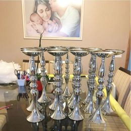 10PCS Silver Candle Holders 50cm 32cm Flower Stand Flowers Floor Vase Candlestick Metal Candelabra Wedding Table Centerpieces 02 Y257b