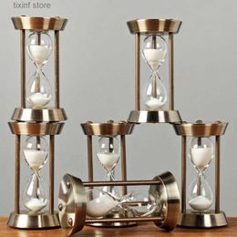 Decorative Objects Figurines Nordic Creative Metal Hourglass 1/3/5/10/15 Minute Timer Home Bookshelf TV Cabinet Ornaments Living Room Office Retro Decor Gift T240219