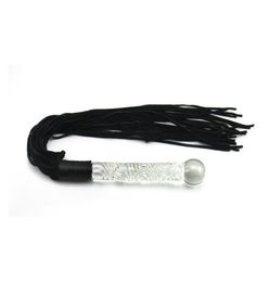 Glass Dildo Whip Translucent Penis Leather Whipping Flogger Paddle Pyrex Crystal Wand New Design BDSM Sex Toy Adult for Sexual Gam4717228