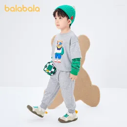 Clothing Sets Balabala Toddler 2024 Boy Long Sleeve Autumn Suit Cartoon Sports Comfortable Trendy Fashion Fake Two Pieces