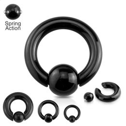 12pcs Spring Loaded Captive Bead Rings Heavy Large Gauge BCR Steel Body Piercing Jewellery Nipple Black Gold Colour 240127