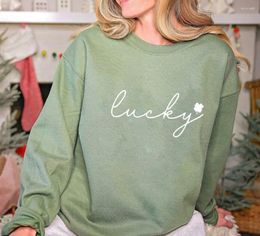Women's Hoodies Lucky Clover Sweatshirt St Patricks Day Pullovers Shamrock Sweats Women Fashion Cotton Casual Vintage Top