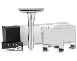 QShave Adjustable Safety Razor with Magnetic Cover 1 Razor 2 Razor Holder 5 blades 2203016602371