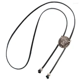 Bow Ties Bolo Tie For Men Head Animal Handmade Leather Rope Long Necklace Sweater Chain Shirt