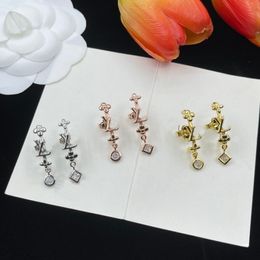 Fashion Earrings Jewelry Womens Designer Earring Ear Studs Letter v Diamonds Luxury party jewelry VE-914
