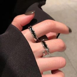 Cluster Rings Retro Black Drop Glaze Irregular Cross Ring For Women Men Punk Gothic Adjustable Couple Y2K Egirl Jewelry Gift